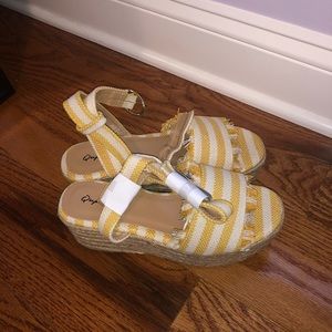 White and yellow summer wedges